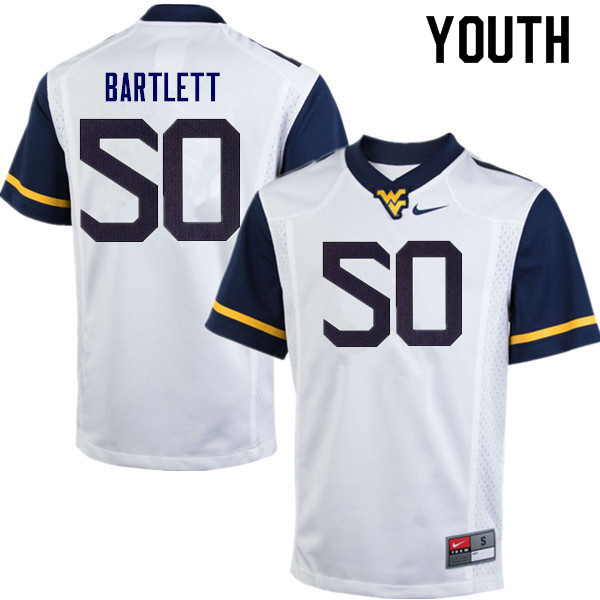 Youth #50 Jared Bartlett West Virginia Mountaineers College Football Jerseys Sale-White
